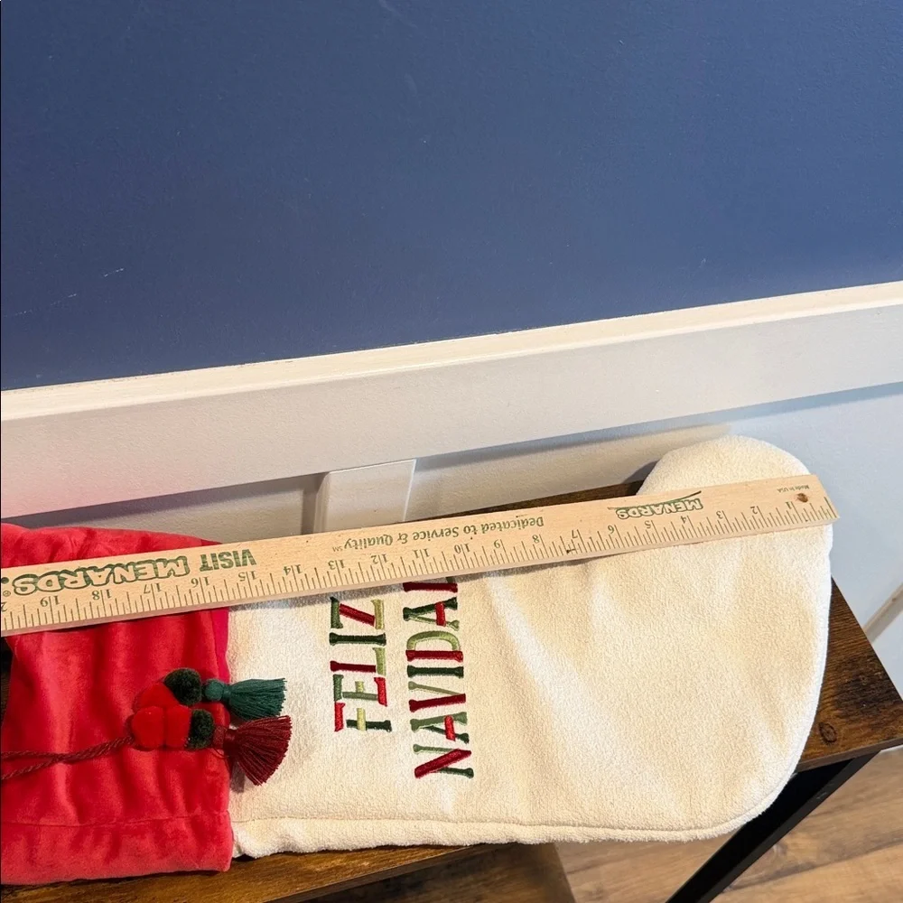 Festive Christmas Stocking with Feliz Navidad Embroidery Martha Stewart